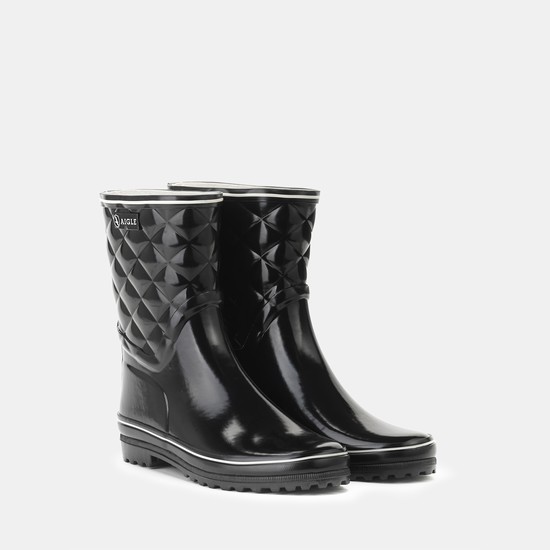 Aigle The Classic And Feminine Quilted Ankle Rain Boots Women Black ZA-73159